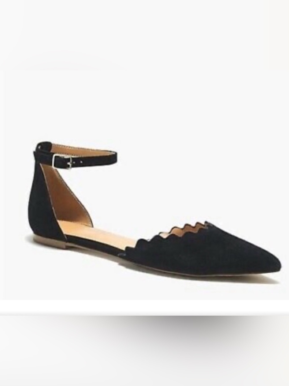 J.Crew Black Suede Scallop D’Orsay Flats Size 9.